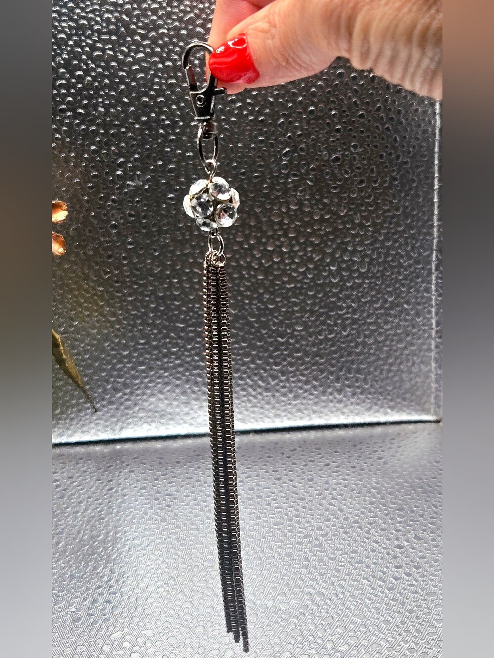 "5/$40"Handmade Tassel Chain Rhinestone Disco Ball Purse Charm Key Clip Keychain